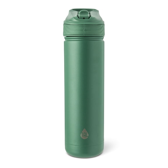 TAL 26oz Stainless Steel Ranger Water Bottle with Easy Sip Straw, Forest Green
