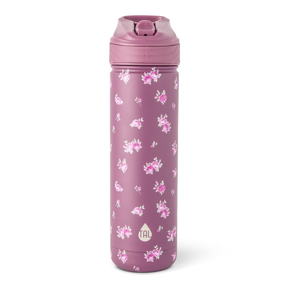 TAL 26oz Stainless Steel Ranger Water Bottle with Easy Sip Straw, Berry Floral