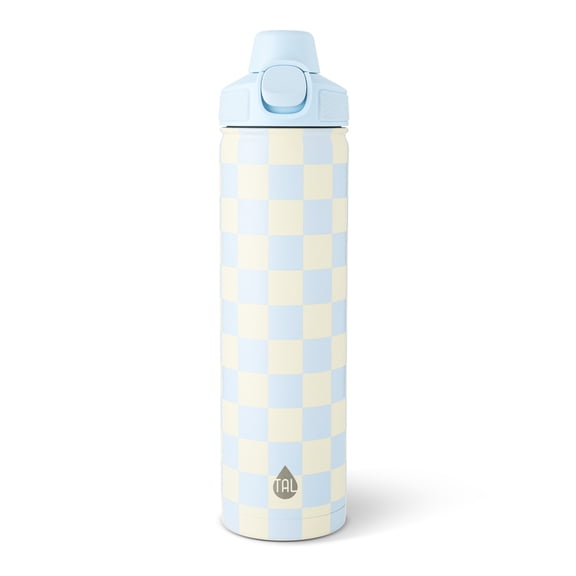 TAL 28oz Stainless Steel Ranger Push Lock Lid Water Bottle, Light Blue Checkered Print
