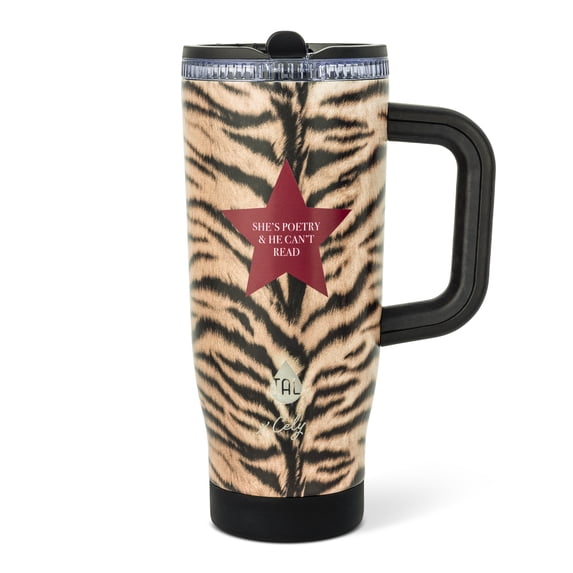 Cely x TAL 32oz Stainless Steel Skye Tumbler with Handle and Fip-up Straw, Tiger