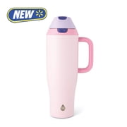 TAL 40oz Stainless Steel 2-in-1 Straw and Chug Tumbler with Push Lid and Handle, Light Pink