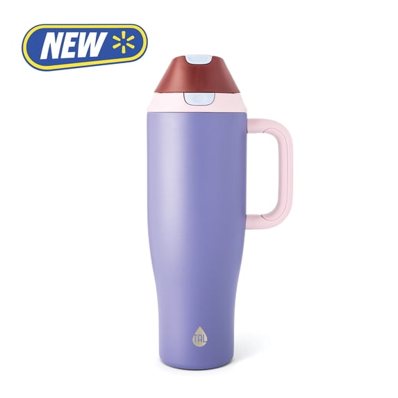 TAL 40oz Stainless Steel 2-in-1 Straw and Chug Tumbler with Push Lid and Handle, Purple
