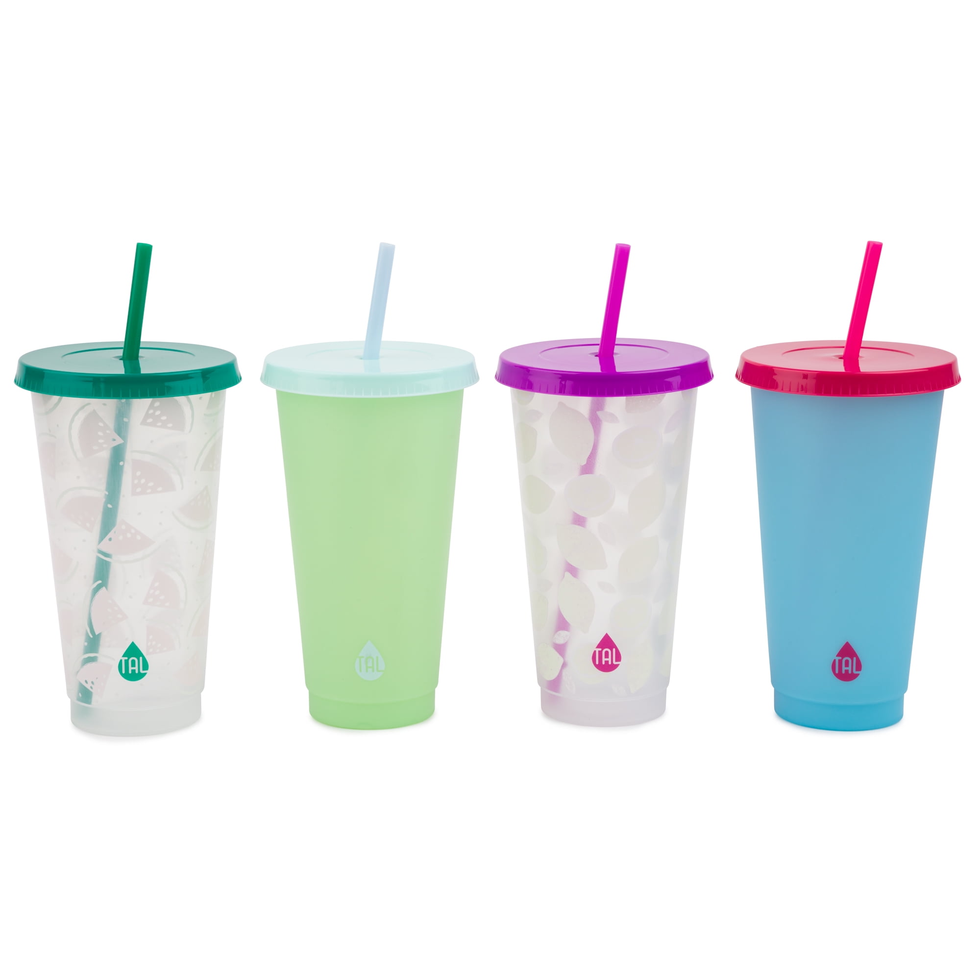 TAL Color Changing Cups 24oz, 4 Pack Summer Fruits 