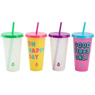 Meoky Plastic Cups with Lids and Straws - 6 Pack 24 oz Color  Changing Cups with Lids and Straws Bulk, Reusable Cups with Lids and Straws  for Adults Kid Women