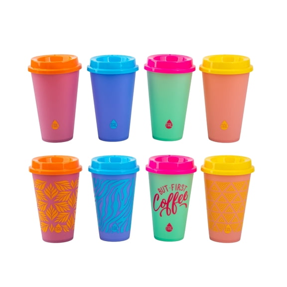 TAL Color Changing Plastic Tumbler Cups 8 Pack 16 fl oz, Multi Color