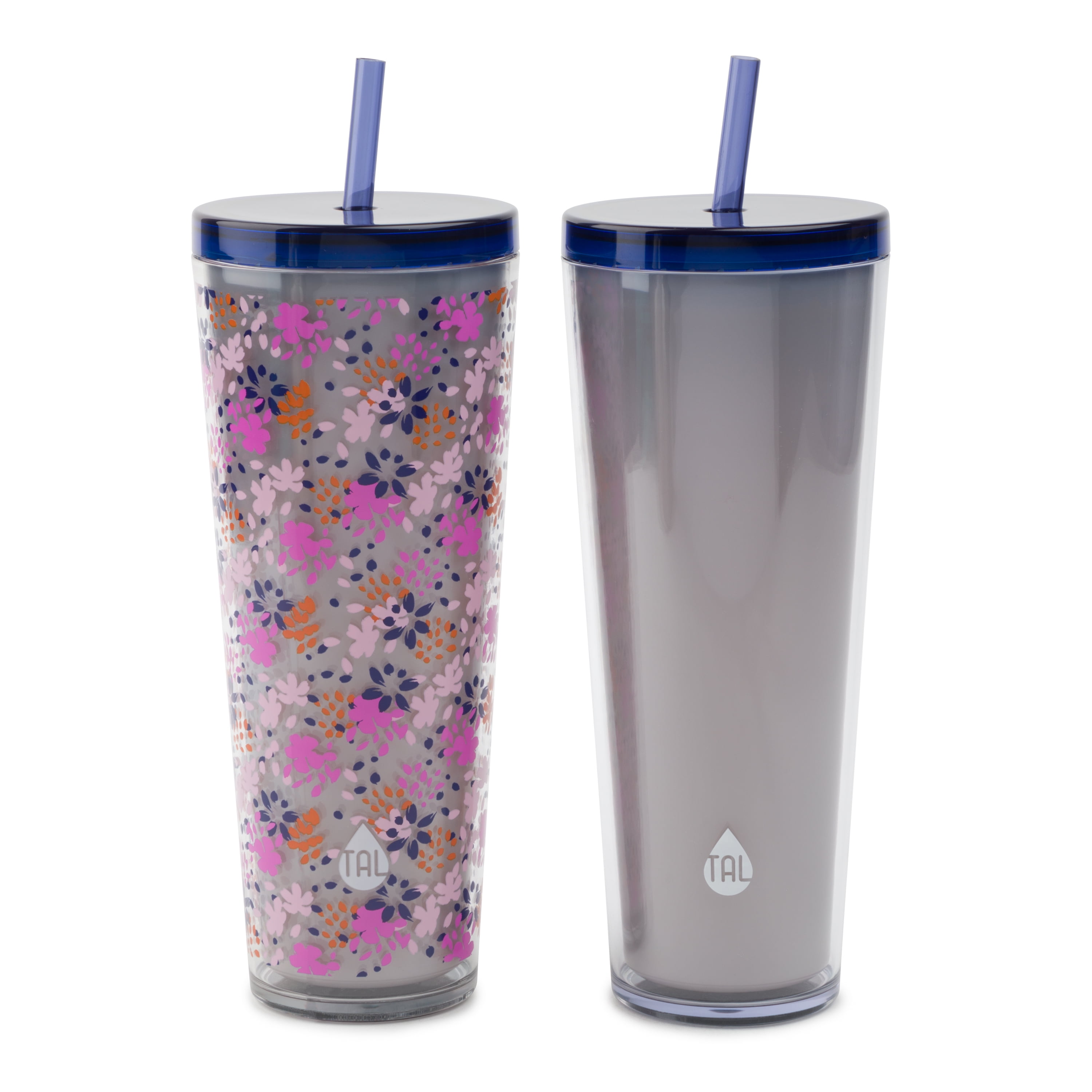 TAL Double Walled Color Changing Tumblers 2 Pack, 24 fl oz, Black Hearts 