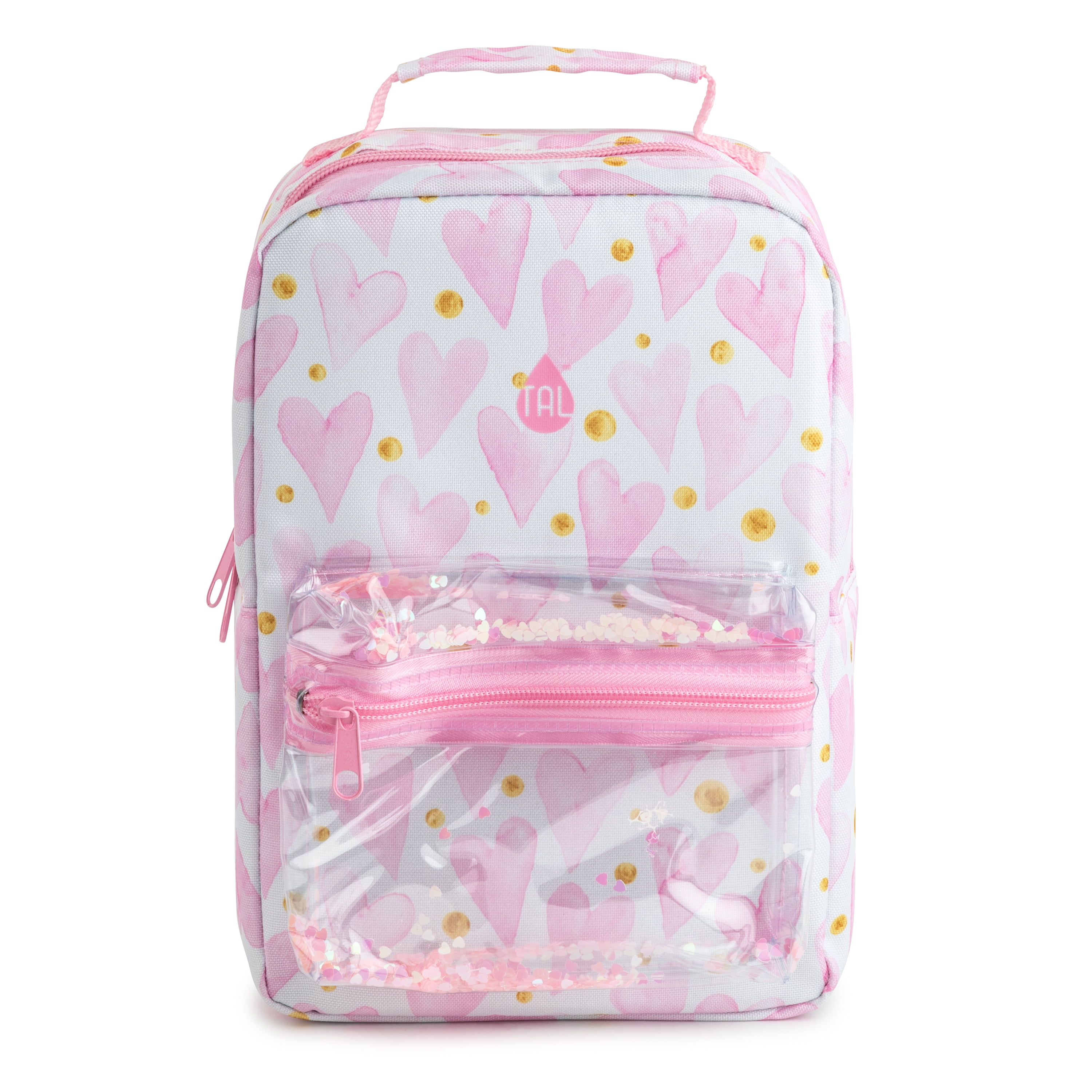 Pink Lunch Bag for Kids Women New Portable Zipper Thermal Food Bags with  Transparent Front Pocket Thicken Cartoon Lunch Box
