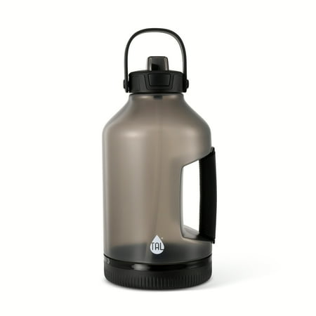 TAL 128oz Plastic Gallon Jug Water Bottle with Flip-Up Straw, Black