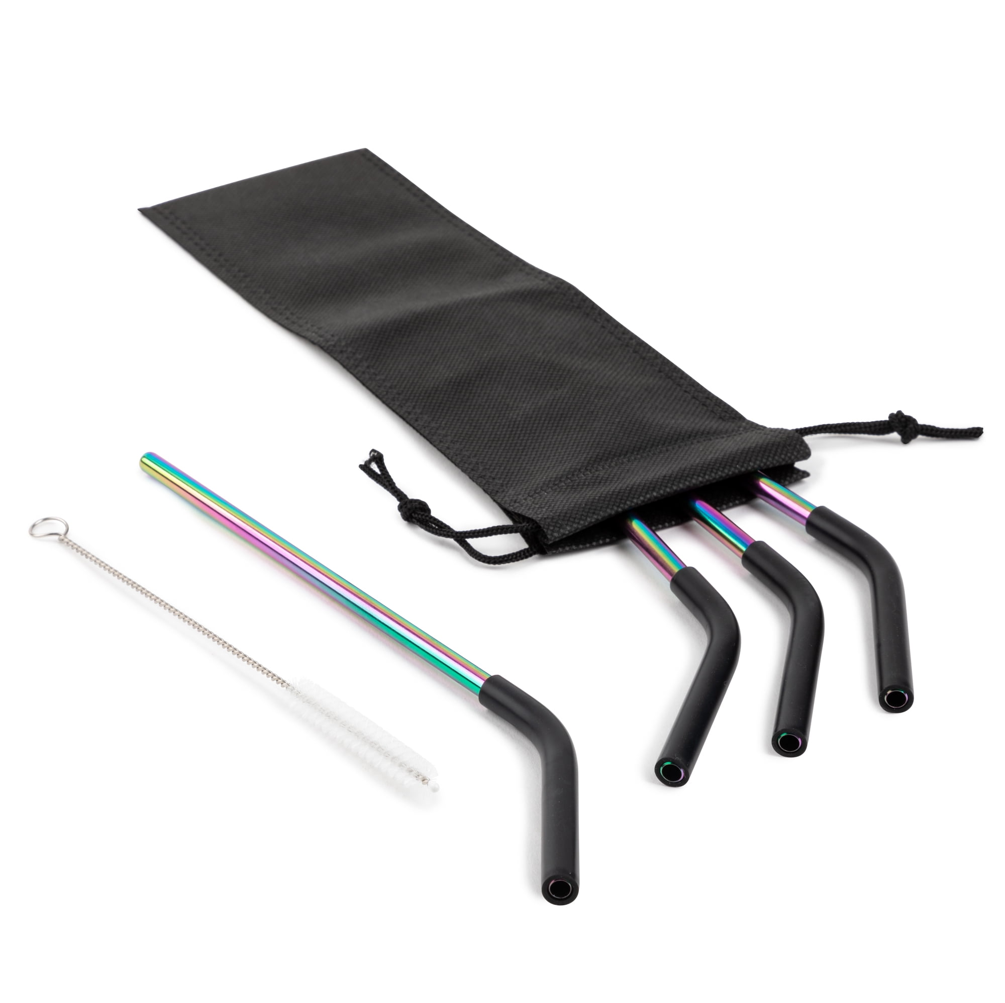 Tal Stainless Rainbow Straw Steel Straw & Bag Set with Straw Cleaning Brush, 6 Piece Set