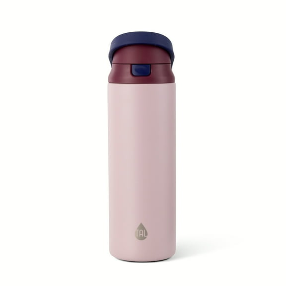 TAL 24oz Stainless Steel 2-in-1 Straw and Chug Water Bottle with Push Lid, Mauve