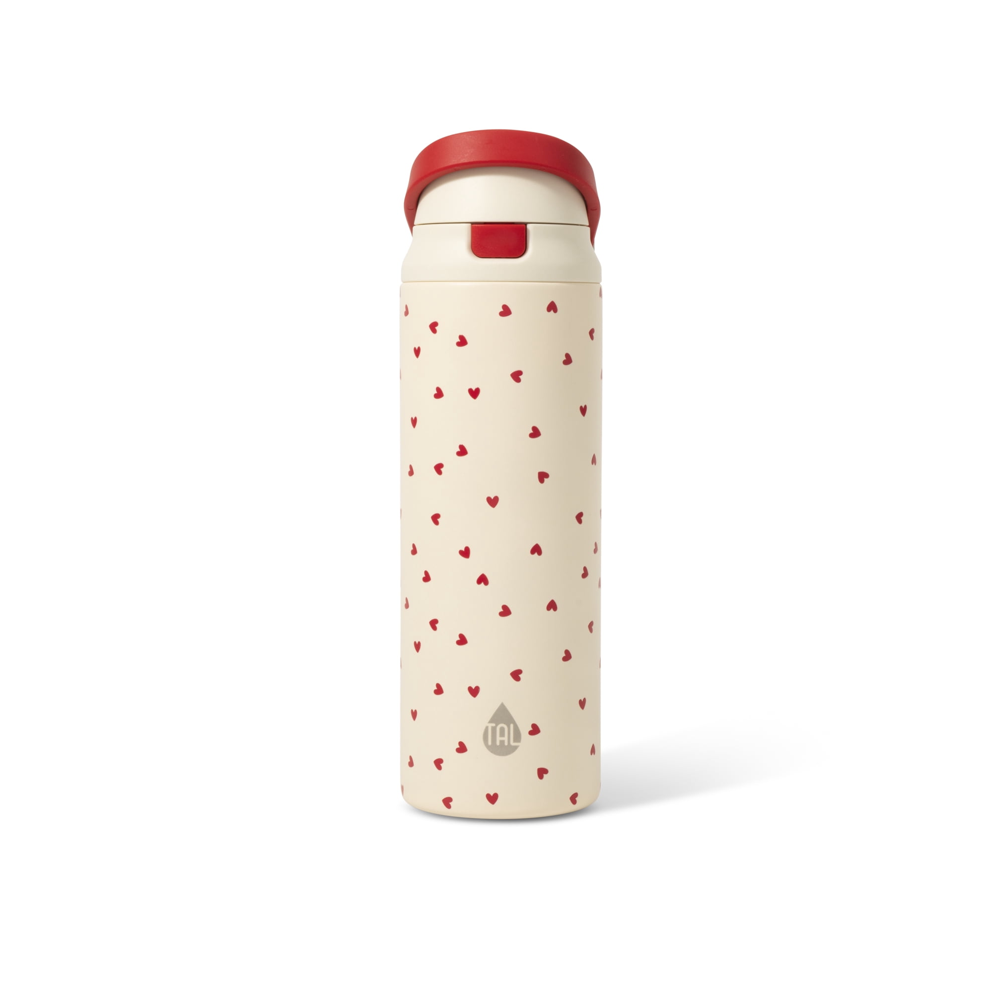 TAL 24oz Stainless Steel 2-in-1 Water Bottle with Straw and Chug Lid, Hearts