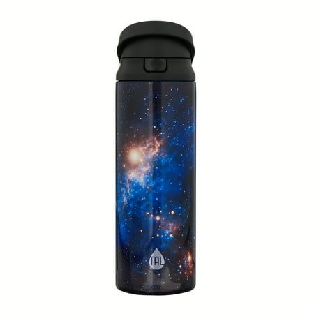 TAL 24oz Stainless Steel 2-in-1 Straw and Chug Water Bottle with Push Lid, Black Space