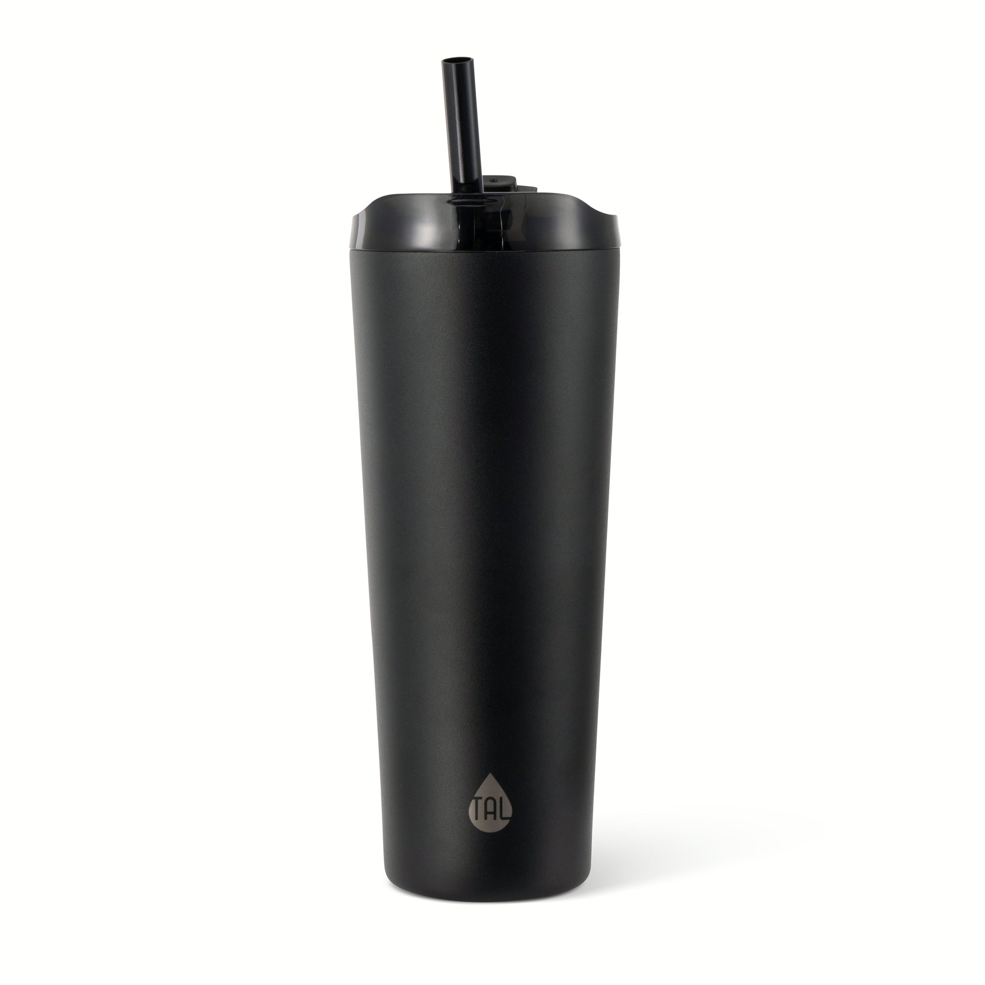 TAL 26oz Stainless Steel Ash Tumbler with Removeable Straw and Sip Lid, Black
