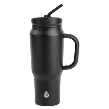 TAL Stainless Steel Basin Travel Mug with Silicone Straw 30 oz, Black