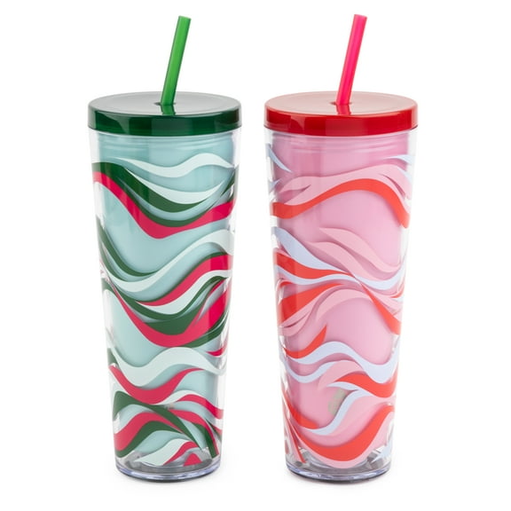 TAL Stainless Steel Color Changing 2 Pack Axel Tumbler, 24 fl oz, Wave and Stars