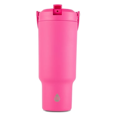 TAL Stainless Steel Hudson Tumbler with Flip-Up Straw, 40 oz, Bright Pink