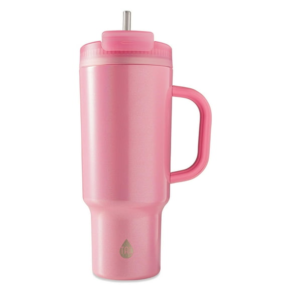 TAL Stainless Steel Hudson Tumbler with Straw 40 fl oz, Shimmering Pink