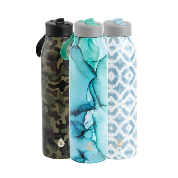 TAL Stainless Steel Modern Straw Tumbler 20 fl oz, Green Marble