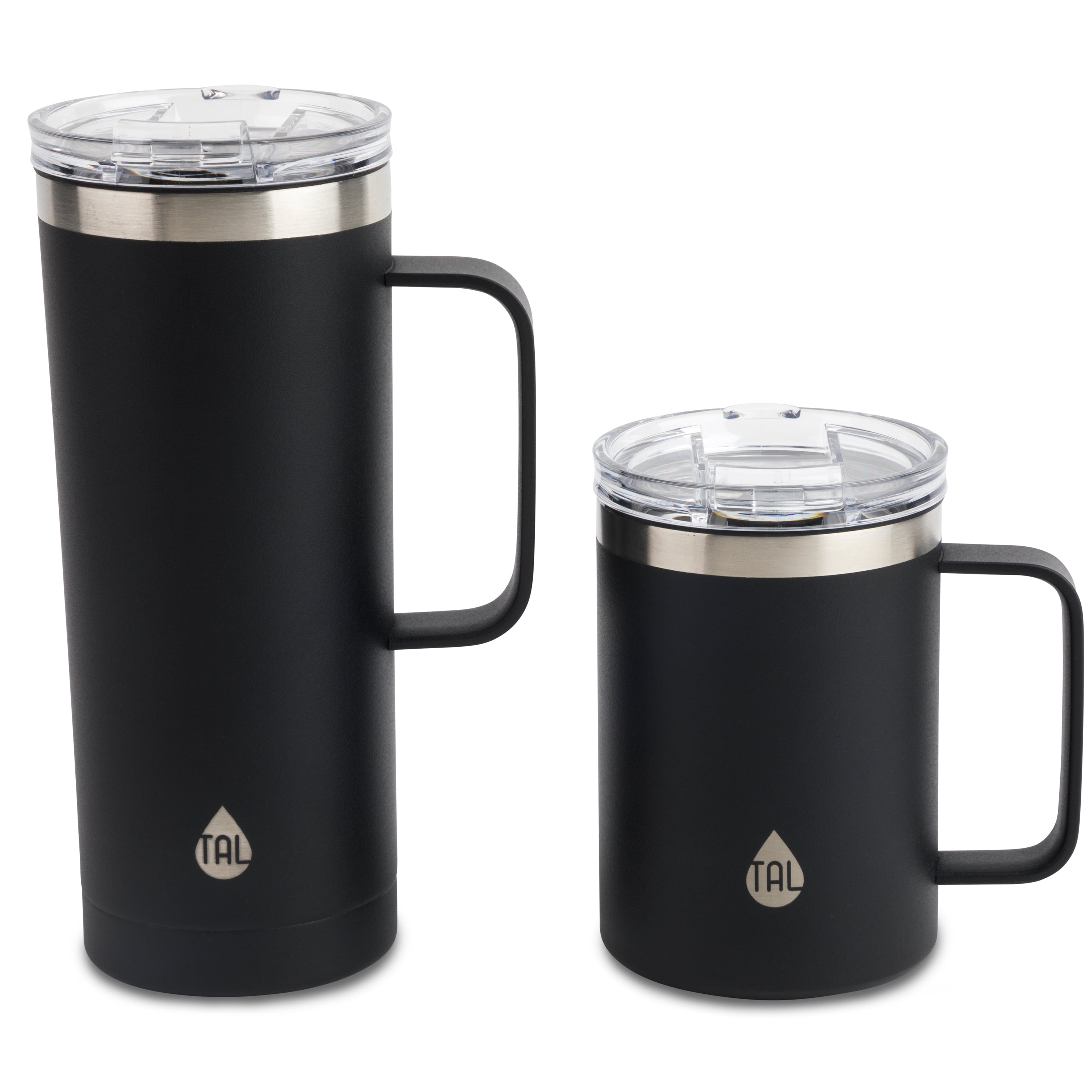 Tal Stainless Steel Mountaineer Coffee Mug 2 Pack, 20 fl oz and 12 fl oz, Black and Gold