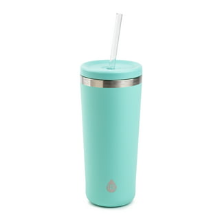 seelucky Green Travel Tumbler with Straw Party Cup Ice Drinking Cup Freezer  Frosty Mug Picnic Birthday Gift (ear green, 450 ml)