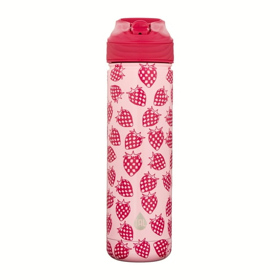 TAL Stainless Steel Ranger Water Bottle with Easy Sip Straw 26 fl oz, Strawberry Print