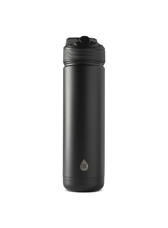 TAL Stainless Steel Ranger Water Bottle with Easy Sip Straw 26 oz, Black