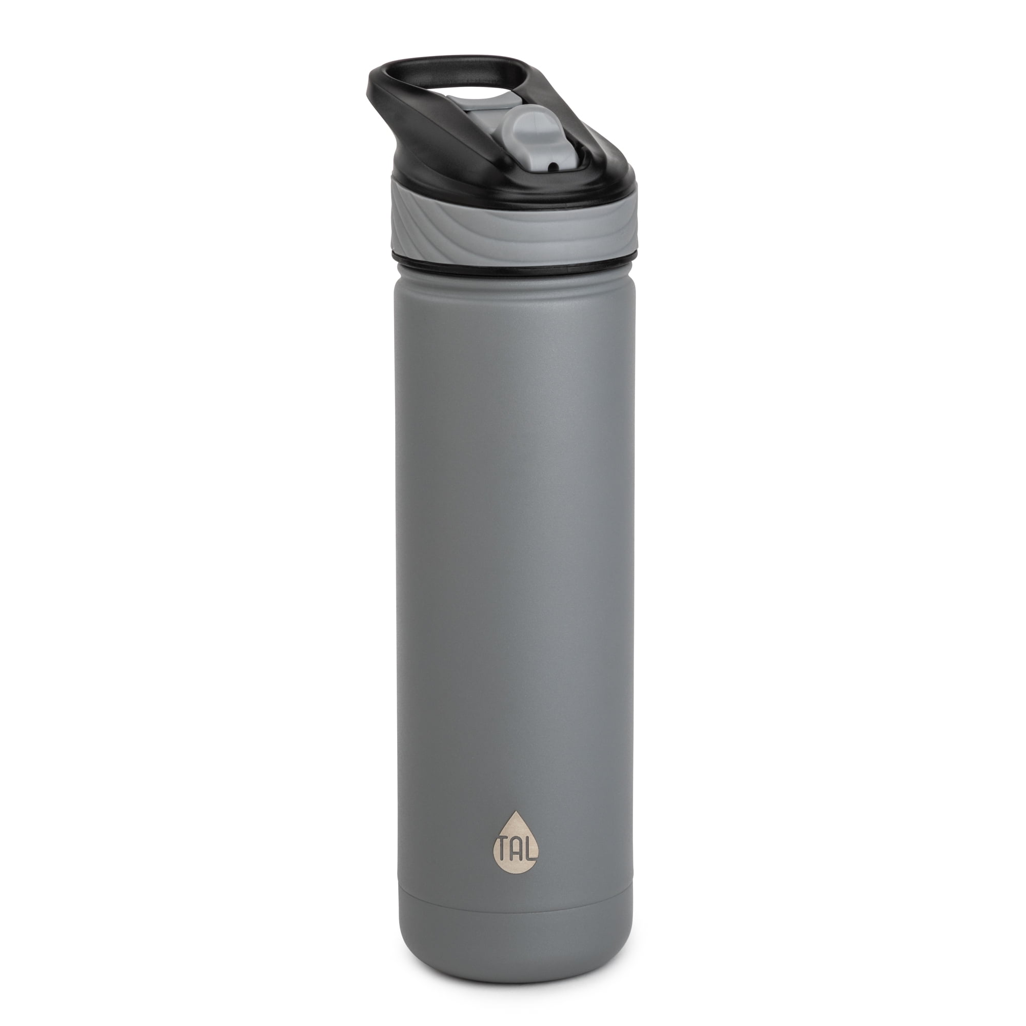 TAL Stainless Steel Ranger Water Bottle with Easy Sip Straw 26 oz, Gray