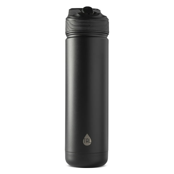 TAL Stainless Steel Ranger Water Bottle with Easy Sip Straw 26 oz, Black