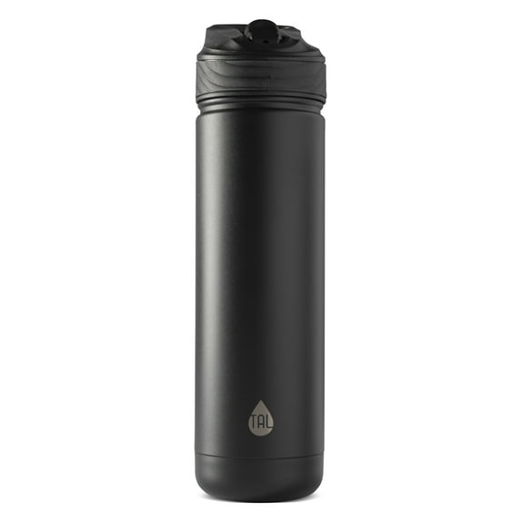 TAL 26oz Stainless Steel Ranger Water Bottle with Easy Sip Straw, Black