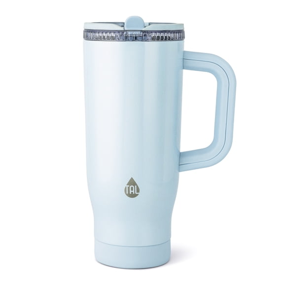 TAL 32oz Stainless Steel Skye Tumbler with Flip-Up Straw, Light Blue Shimmer