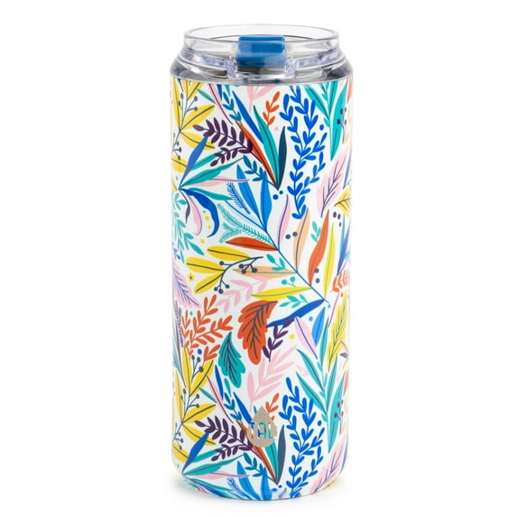TAL Stainless Steel Tall Boy Water Bottle 18 oz, Blue Leaf