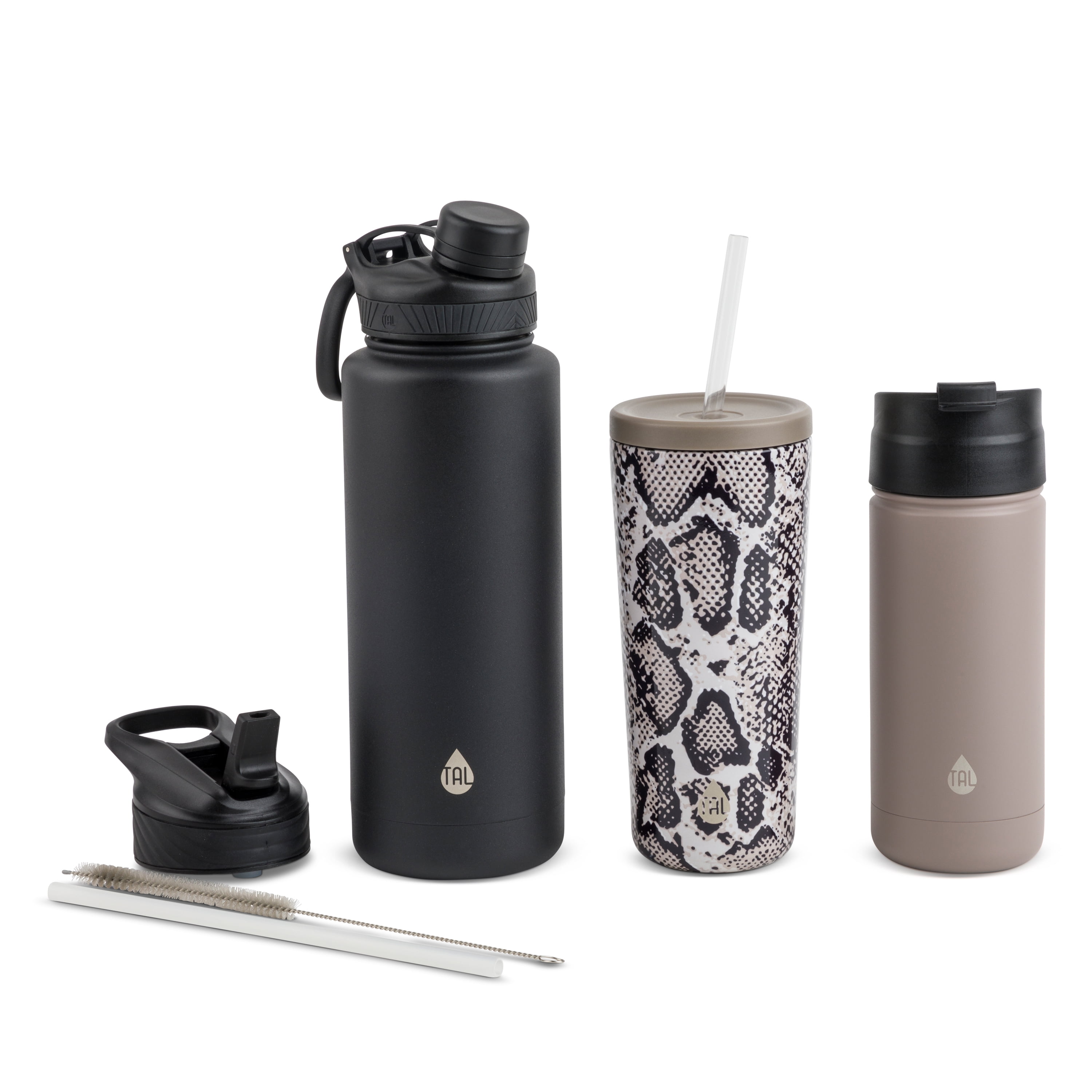 Tal 24 Ounce Black Stainless Steel Ranger Tumbler with Tritan Straw
