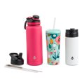 thumbnail image 1 of TAL Stainless Steel Water Bottle Bundle, 9 Piece Set, 40 fl oz, 24 fl oz, 18 fl oz, Pink, Flower and White, 1 of 9