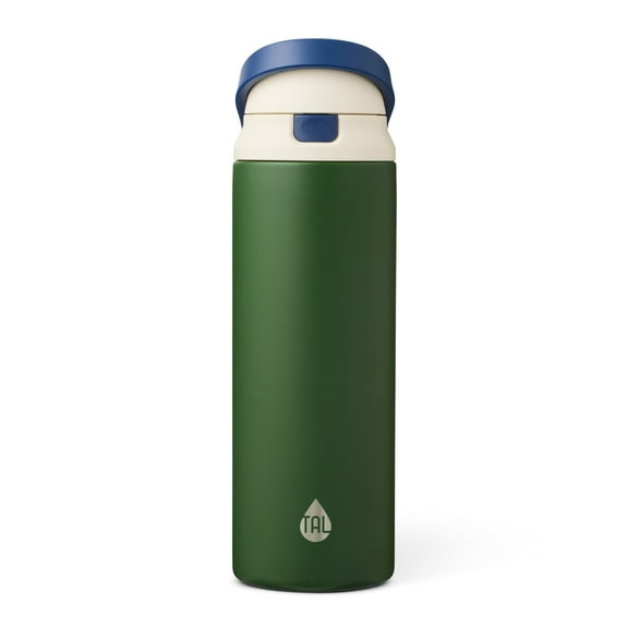 TAL 24oz Stainless Steel 2-in-1 Straw and Chug Water Bottle with Push Lid, Army