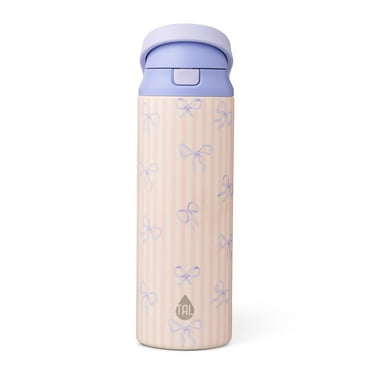 TAL Stainless Steel 2-in-1 Straw and Chug Water Bottle with Push Lid 24 fl oz, Bows