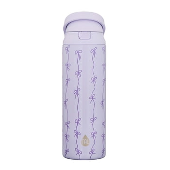 TAL 24oz Insulated Stainless Steel Water Bottle with 2-in-1 Straw & Chug Lid, Purple Bows