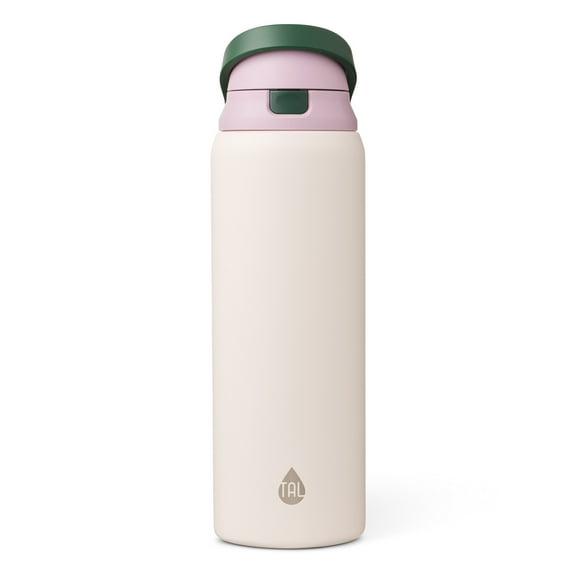 TAL Stainless Steel 2-in-1 Straw and Chug Water Bottle with Push Lid 32 fl oz, Blush