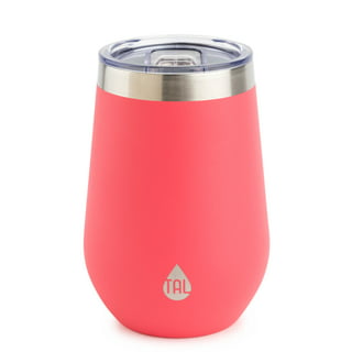 Vinglacé Stainless Steel Stemless Wine Glass- Insulated Wine Tumbler with  Glass Insert and Sip Lid, 10 oz, Coral