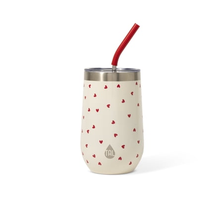 TAL Stainless Steel Wine Tumbler with Straw 16oz, Hearts