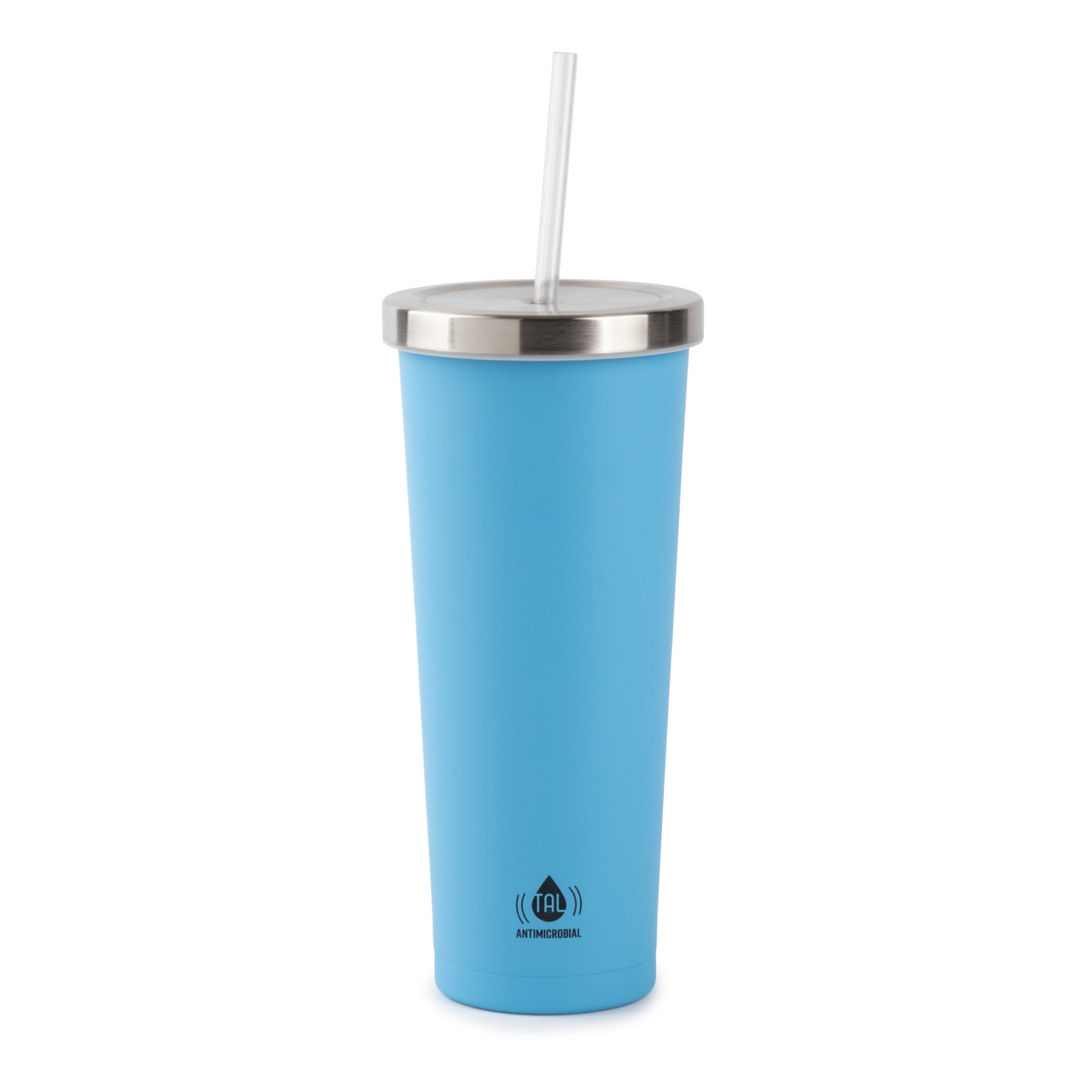 TAL Water Bottle Double Wall Stainless Steel Antimicrobial Sip Tumbler 24oz, Blue