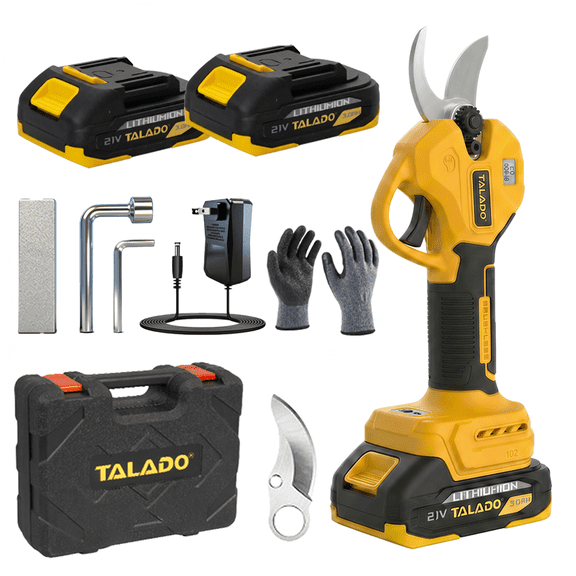 TALADO Cordless Electric Pruning Shears with LCD Display, 1.2 inch Max Cutting Diameter, Portable Handheld Pruner, 23000mAh Batteries & Fast Charger