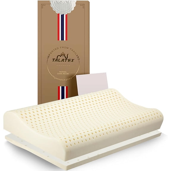 TALATEX 100% Natural Premium Latex Pillow, Adjustable Orthordic Ergonomic Pillow Helps Relieve Pressure, Neck and Shoulder Pain (Queen(27.5"×17.7"×5.1"×4.3"), Adjustable)