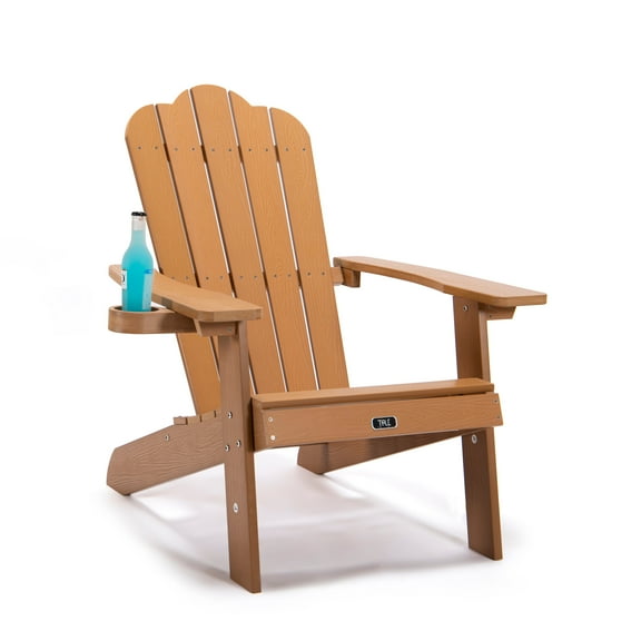 TALE Adirondack Chairs, All Weather Resistant, High Plastic Wood, Patio Chairs, Fire Pit Chairs, with Cup Holder, Perfect for Outdoor, Deck, Outside, Garden, Campfire Chairs, Easy Installation, Brown