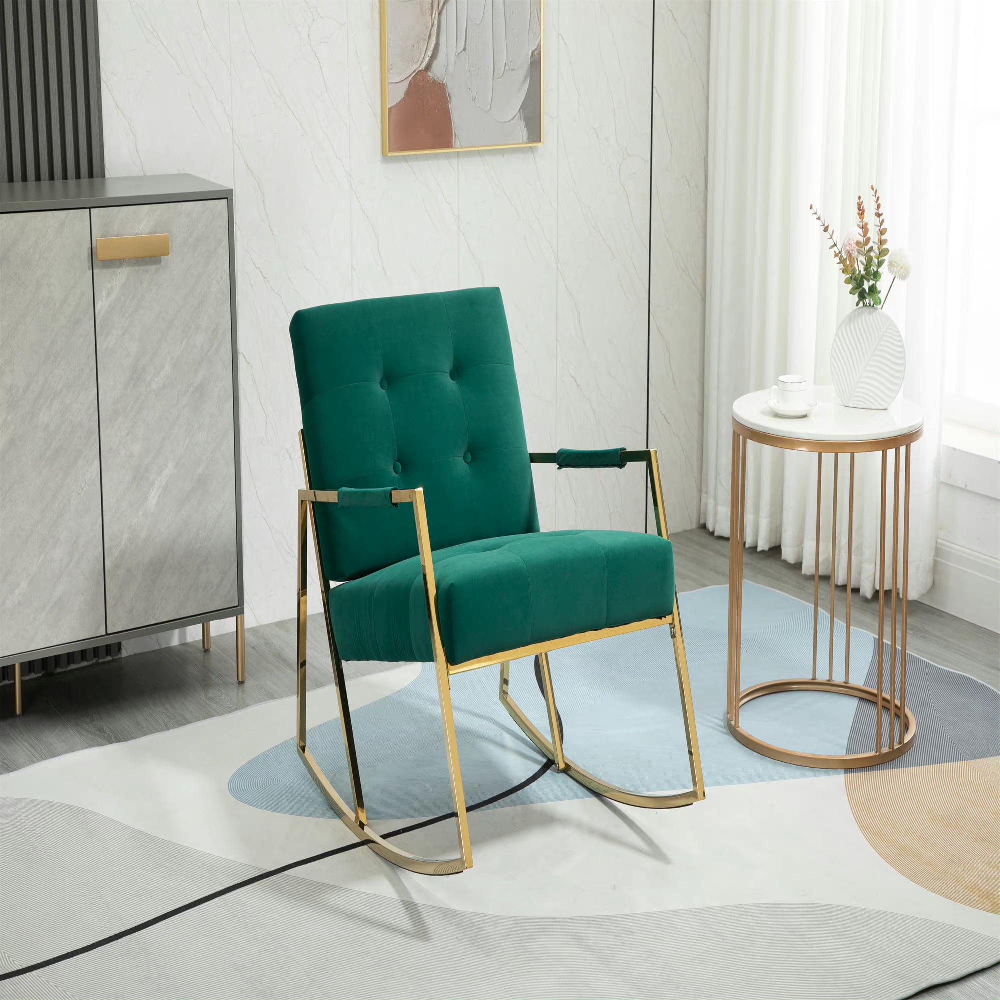 TALEMOHO Accent Chair- Leisure Rocking Chair with Stainless Steel Feet ...