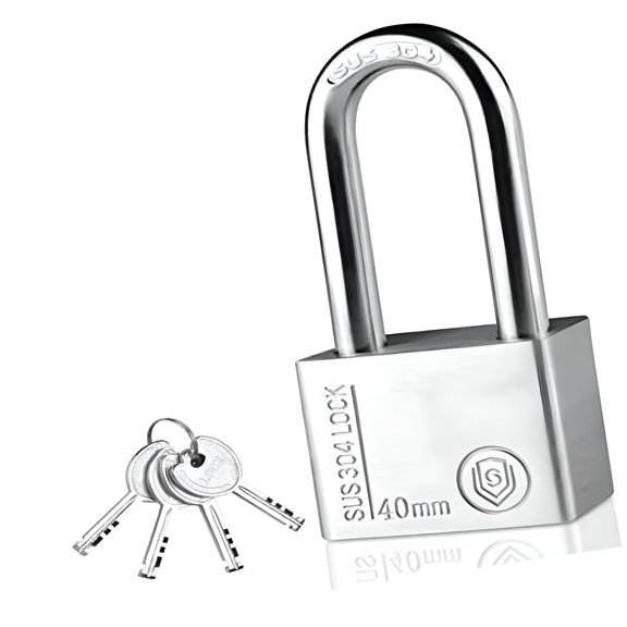 TALENO 1.6(40mm) Wide Solid Stainless Steel Long Lock Beam Padlock with Key,Heavy Duty High Security Rustproof Weatherproof Pad Lock,Outdoors Gate Fence Shed Storage Unit Toolbox School Gym Locker