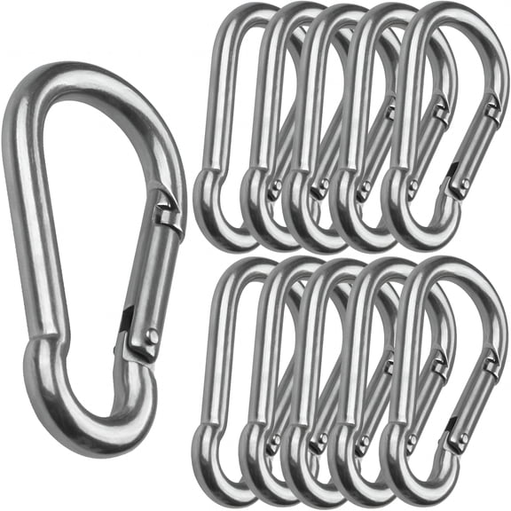 TALENO 10 Pack 4 Inch Spring Snap Hook Stainless Steel 304 Carabiner Clips Heavy Duty Quick Link Hook for Outdoor Camping Hiking Hammock Swing (M10 x 100 mm)