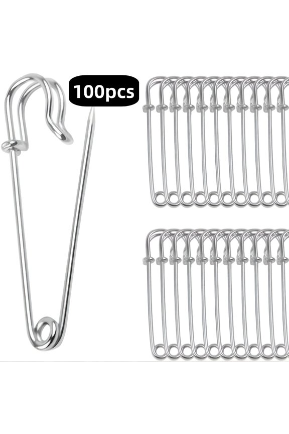 100pcs Extra Strong Large Safety Pins - Heavy Duty Steel Spring Lock Fasteners for Blankets,Crafts,Skirts & Kilts - Durable Brooch Making Essential