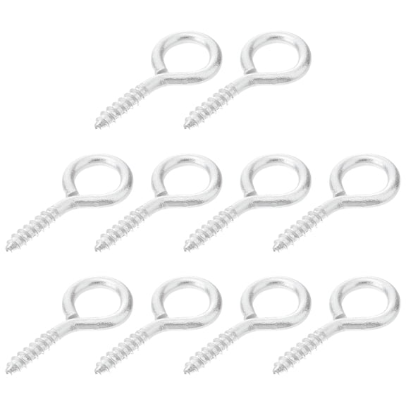 TALENO 10Pcs Silver Eye Screw Hooks for Wood with Self Tapping Functions