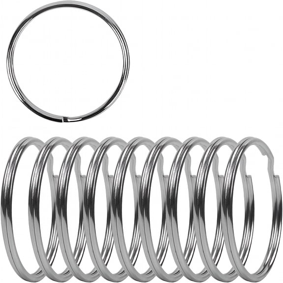 TALENO 2 Inch Flat Key Rings - Large Split Key Rings - Silver Steel Round Edged Circular Keychain Ring Clips - Sturdy Key Chain Ring Connector (Pack of 10)