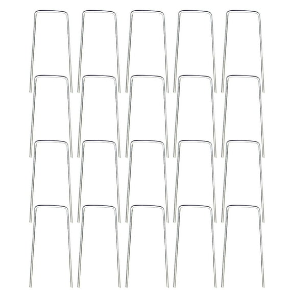 TALENO 20-Pack Anti-Rust 4 Inch Round-Top Heavy-Duty U-Shaped Garden Securing Stakes/Spikes/Pins/Pegs - Hot Dipped Galvanized Sod Staples For Anchoring Landscape Fabric